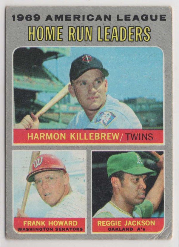 1970 O-Pee-Chee AL 1969 HR Leaders - Harmon Killebrew/Frank Howard/Reggie Jackson LL #66