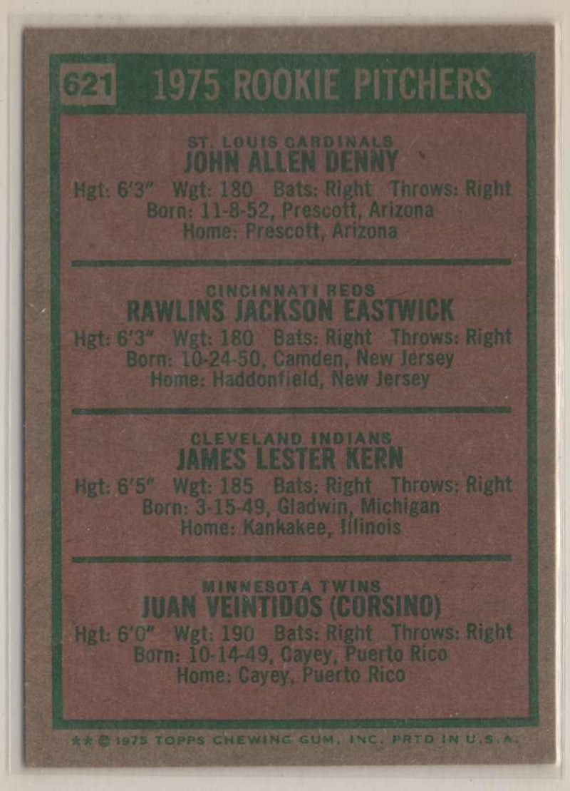 1975 Topps Rookie Pitchers - John Denny/Rawly Eastwick/Jim Kern/Juan Veintidos