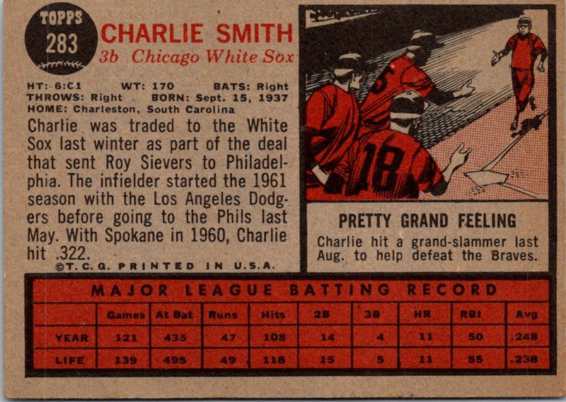1962 Topps Charlie Smith