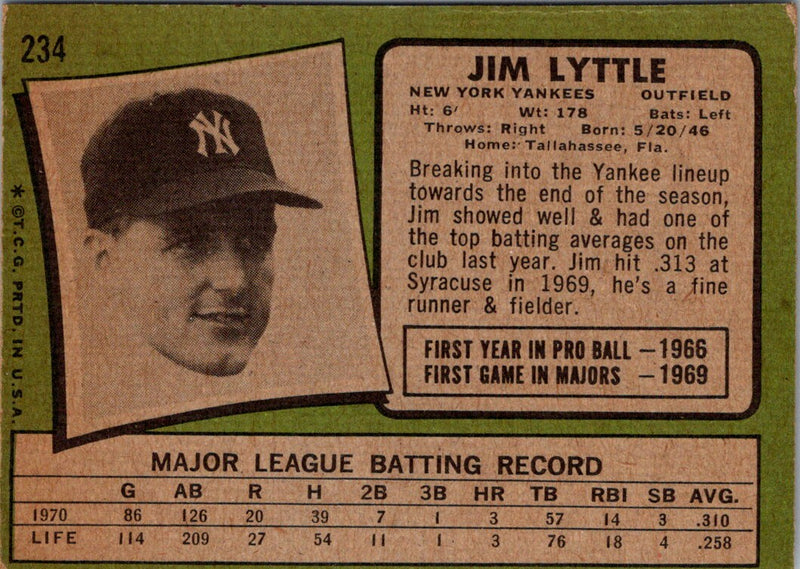 1971 Topps Jim Lyttle