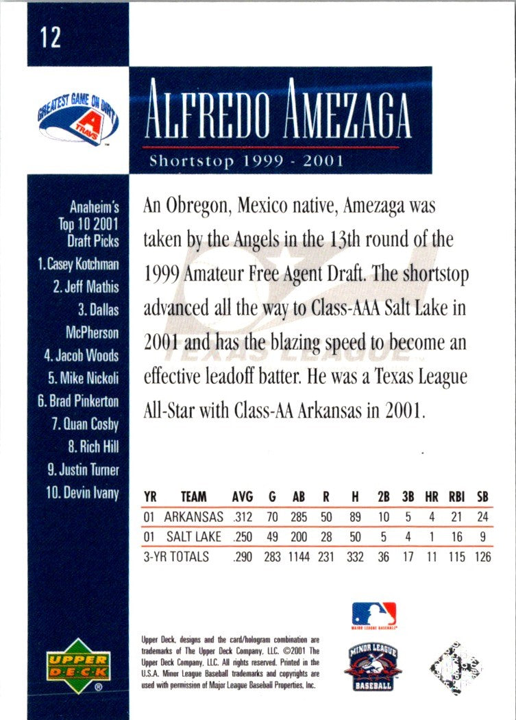 2001 Upper Deck Minors Centennial Alfredo Amezaga
