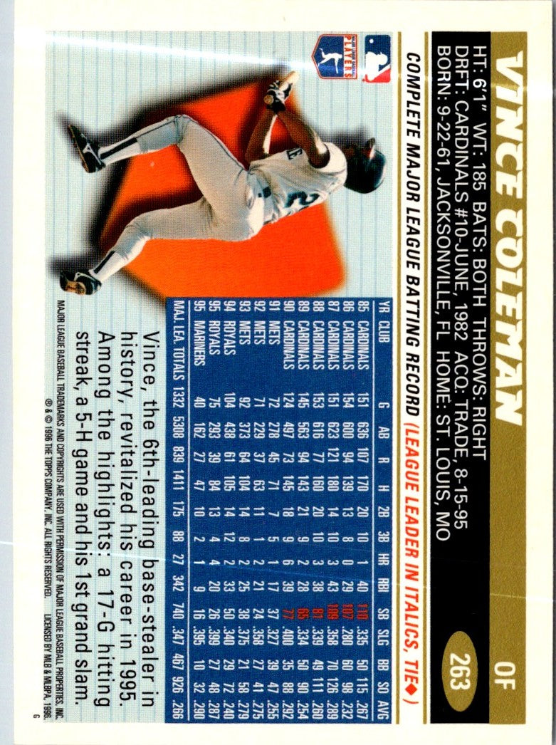1996 Topps Vince Coleman