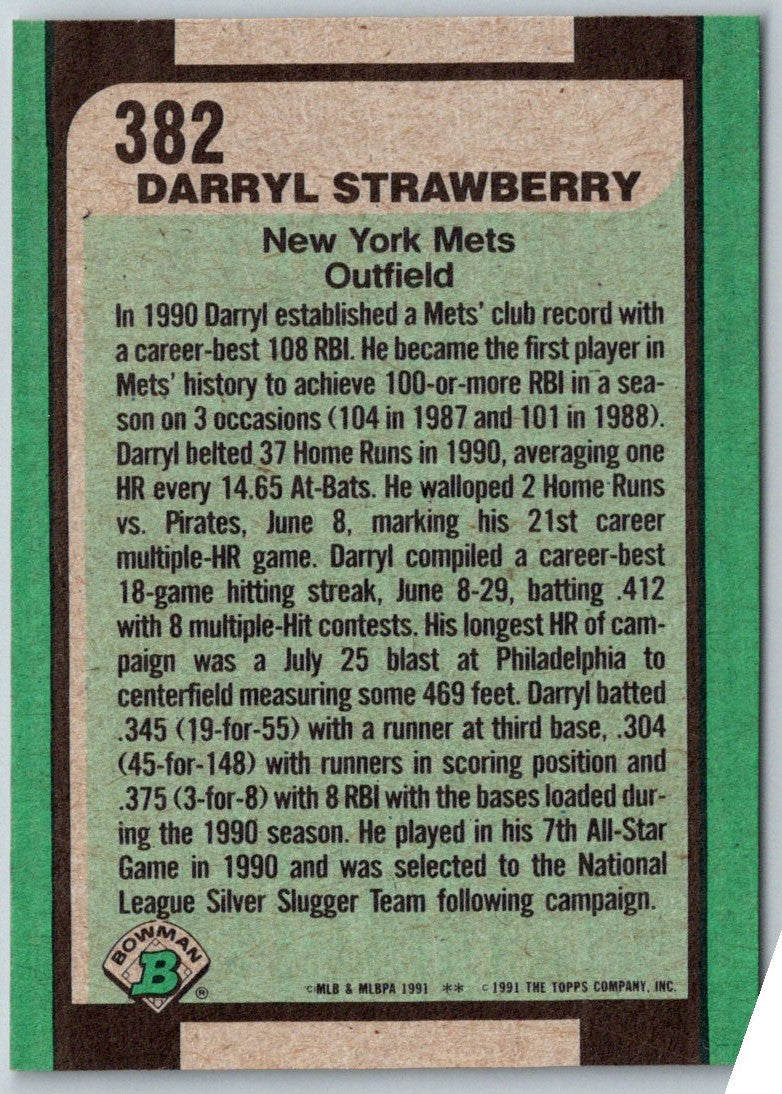 1991 Bowman Darryl Strawberry