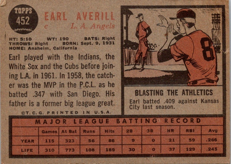 1962 Topps Earl Averill