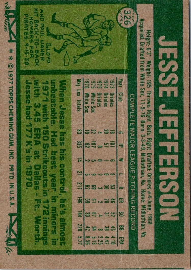1977 Topps Jesse Jefferson