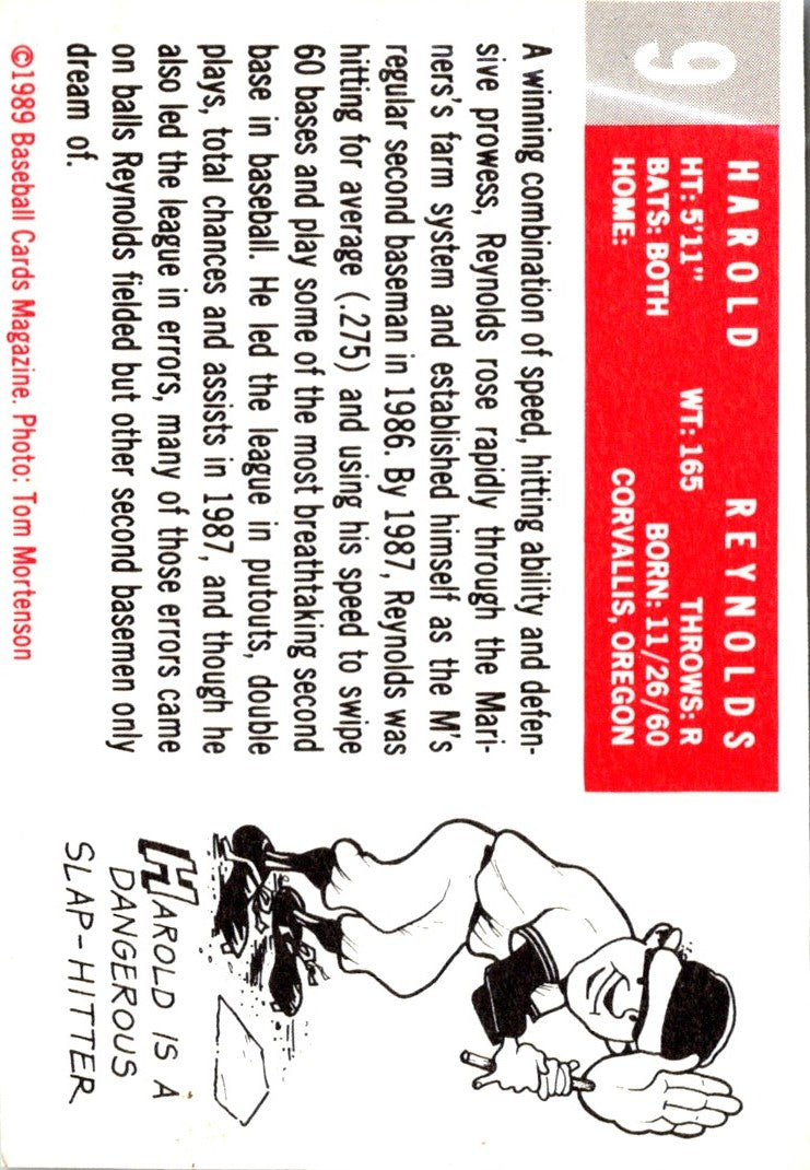 1989 Baseball Card Magazine '59 Topps Replicas Harold Reynolds