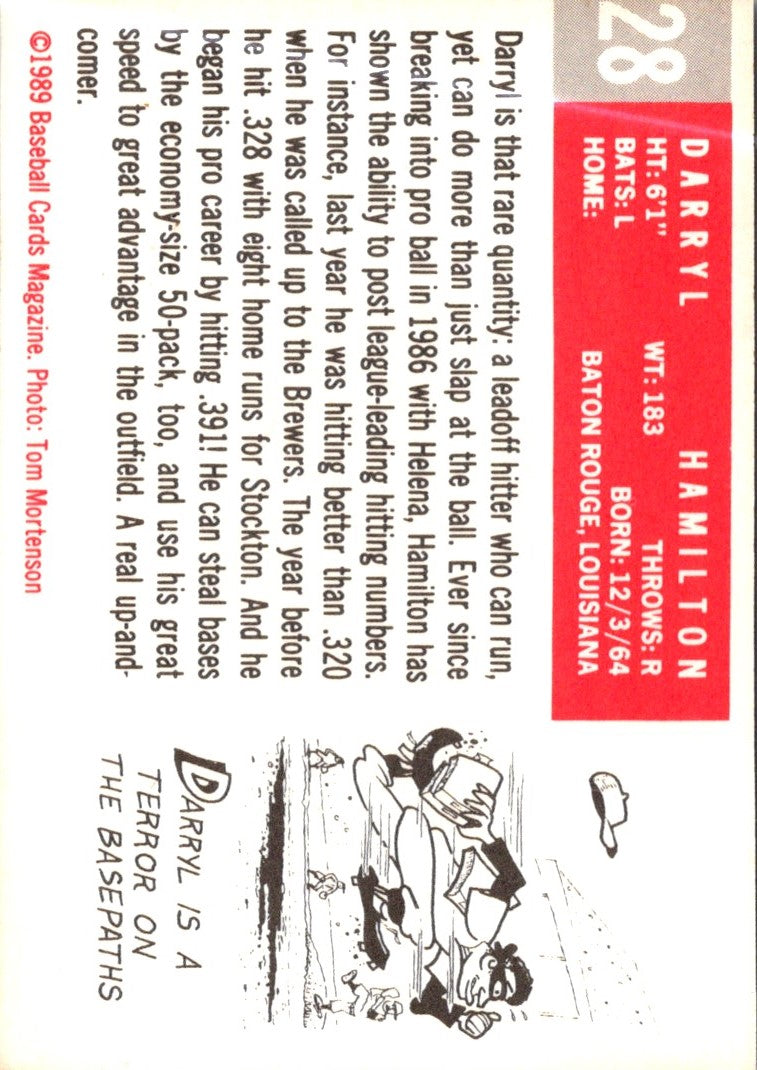 1989 Baseball Card Magazine '59 Topps Replicas Darryl Hamilton