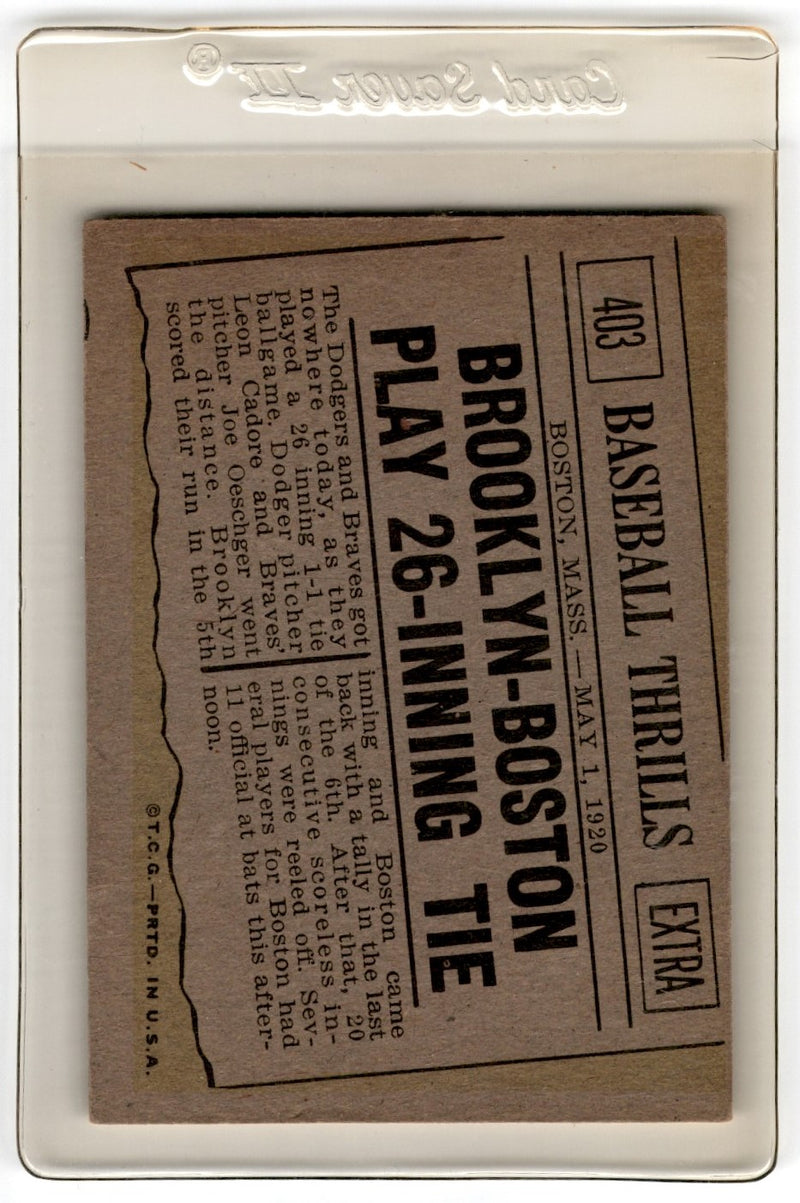 1961 Topps Brooklyn-Boston Play 26 Inning Tie
