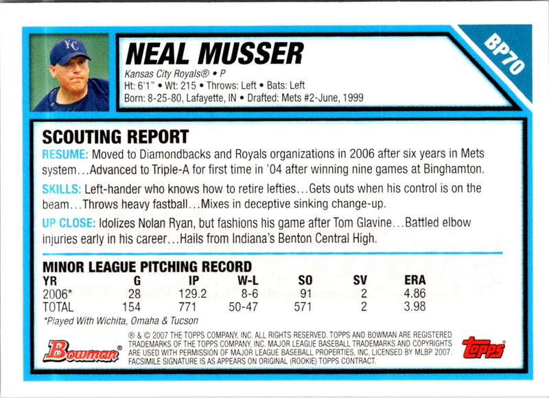 2007 Bowman Prospects Neal Musser