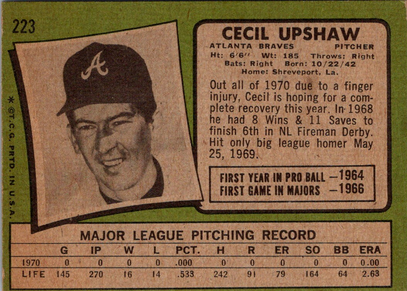 1971 Topps Cecil Upshaw