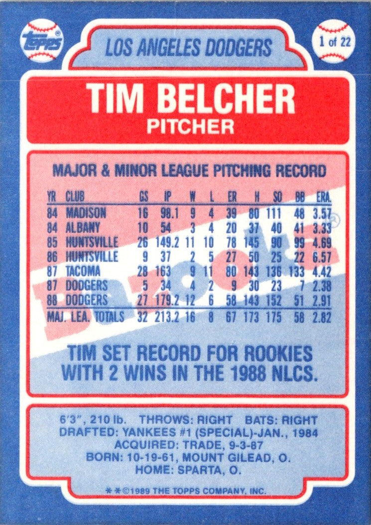 1989 Topps Bazooka Tim Belcher