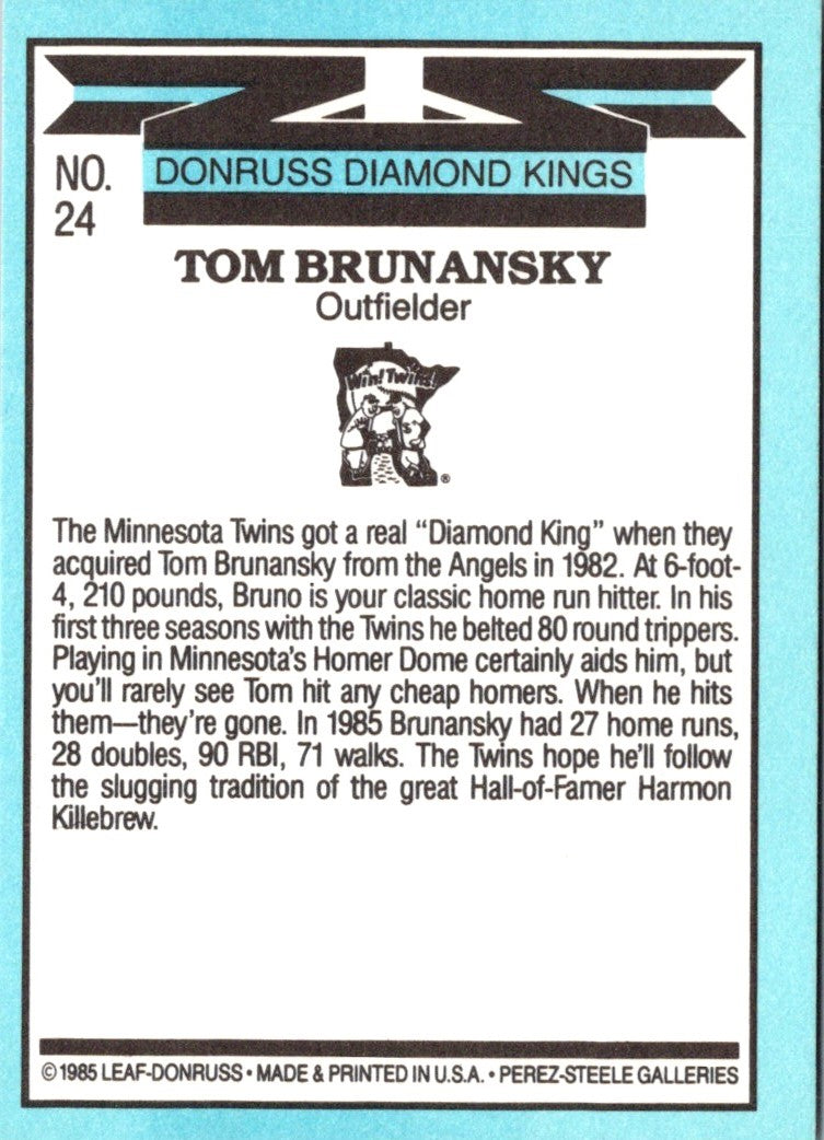 1986 Diamond Kings Tom Brunansky
