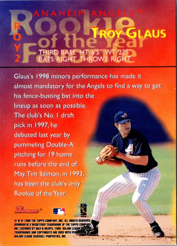 1998 Bowman 1999 ROY Favorites Troy Glaus
