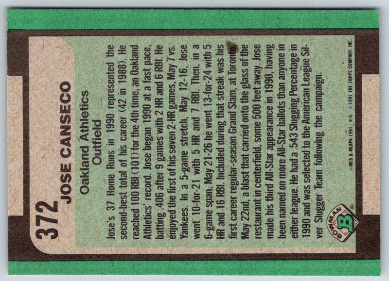 1991 Bowman Jose Canseco