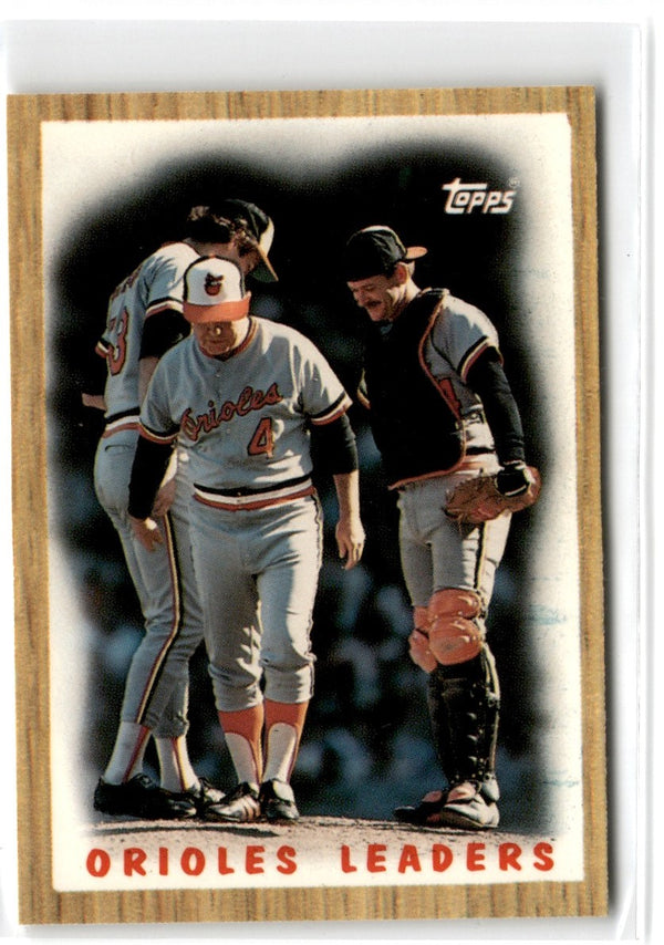 1987 Topps Orioles Leaders - Rich Bordi/Rick Dempsey/Earl Weaver #506
