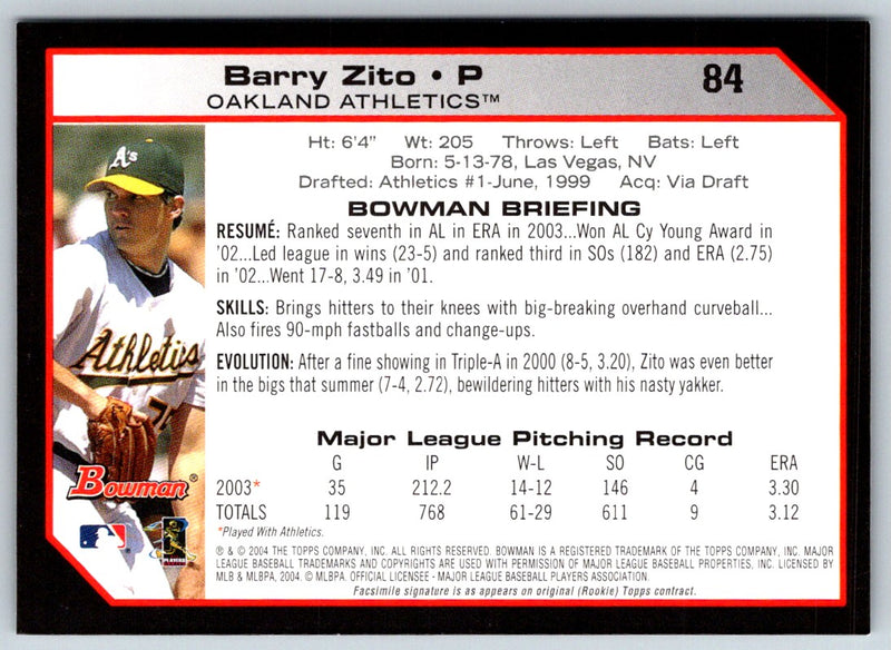 2004 Bowman Barry Zito