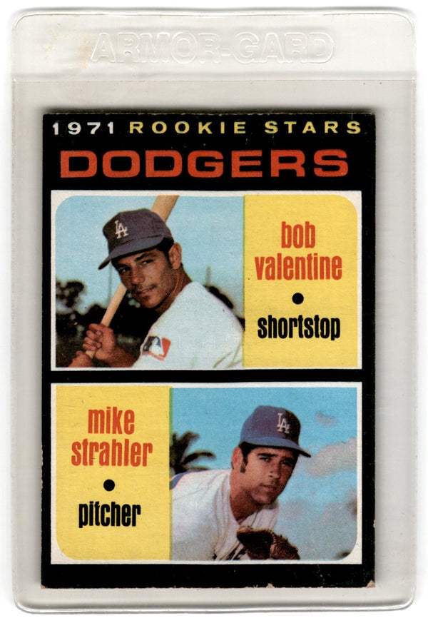 1971 Topps Dodgers Rookies - Bob Valentine/Mike Strahler #188 Rookie VG