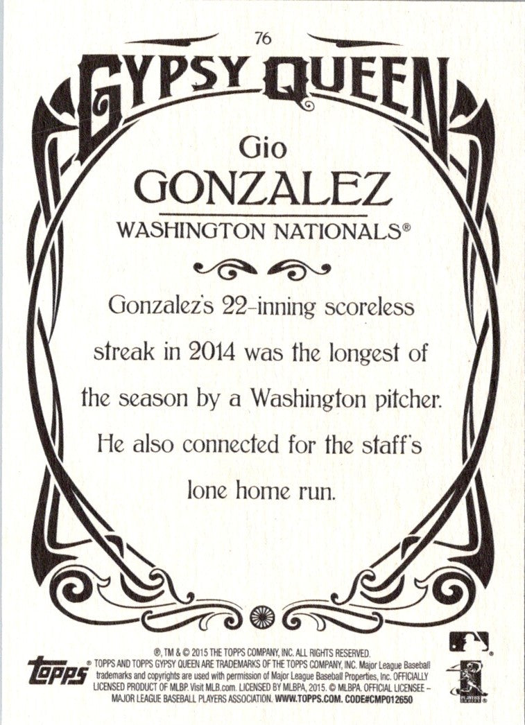 2015 Topps Gypsy Queen Gio Gonzalez