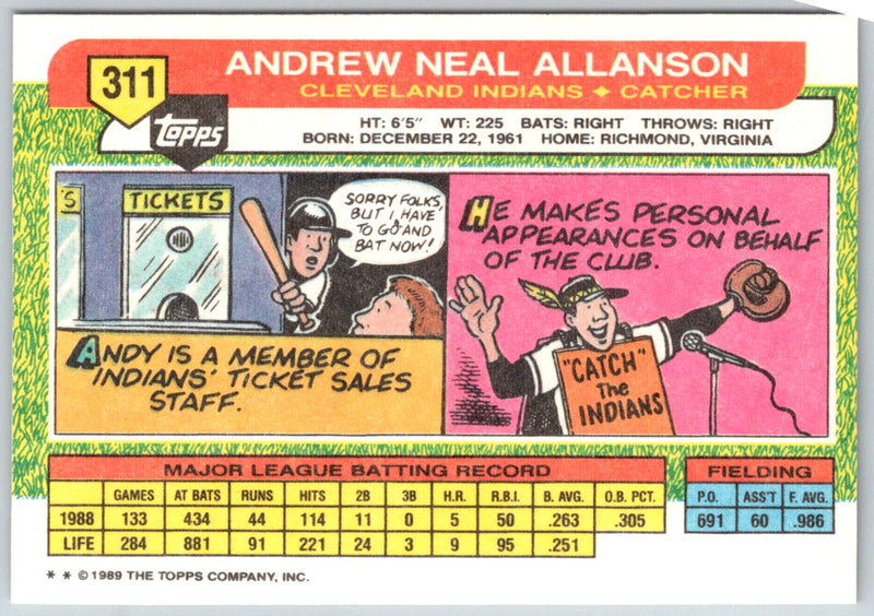 1989 Topps Big Andy Allanson