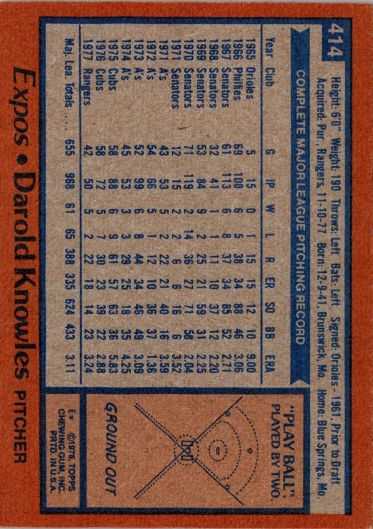 1978 Topps Darold Knowles