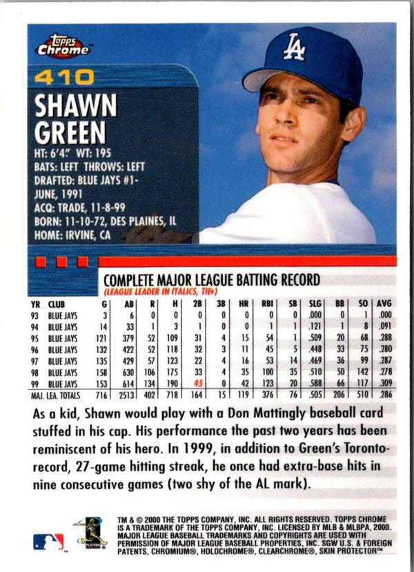 1999 Topps Chrome Shawn Green #109