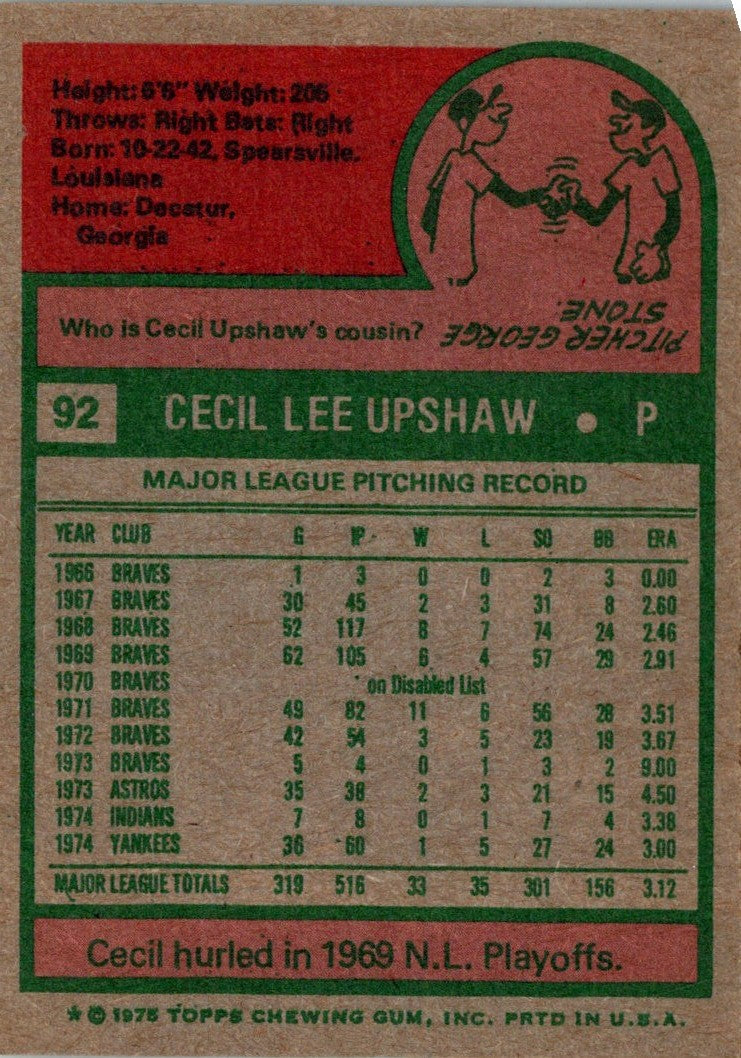 1975 Topps Mini Cecil Upshaw