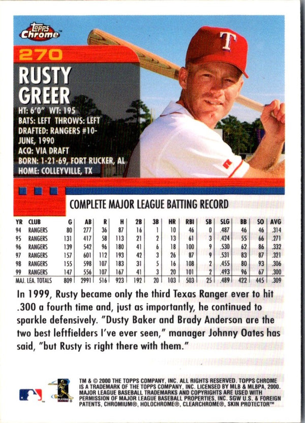 1999 Topps Chrome Rusty Greer #128