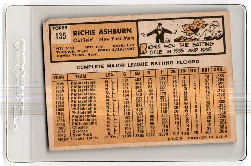 1963 Topps Richie Ashburn
