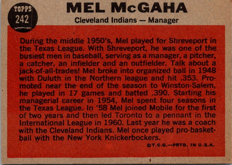 1962 Topps Mel McGaha