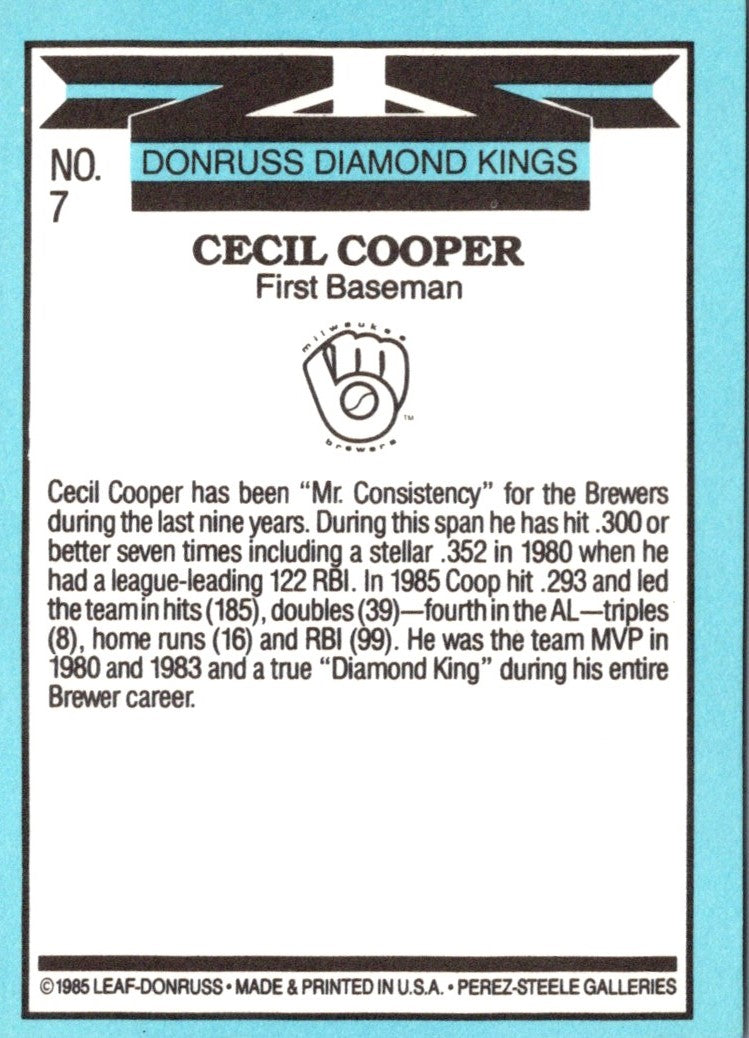 1986 Diamond Kings Cecil Cooper