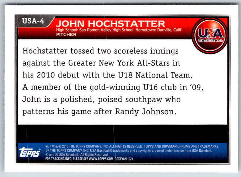 2010 Bowman Chrome USA Stars John Hochstatter