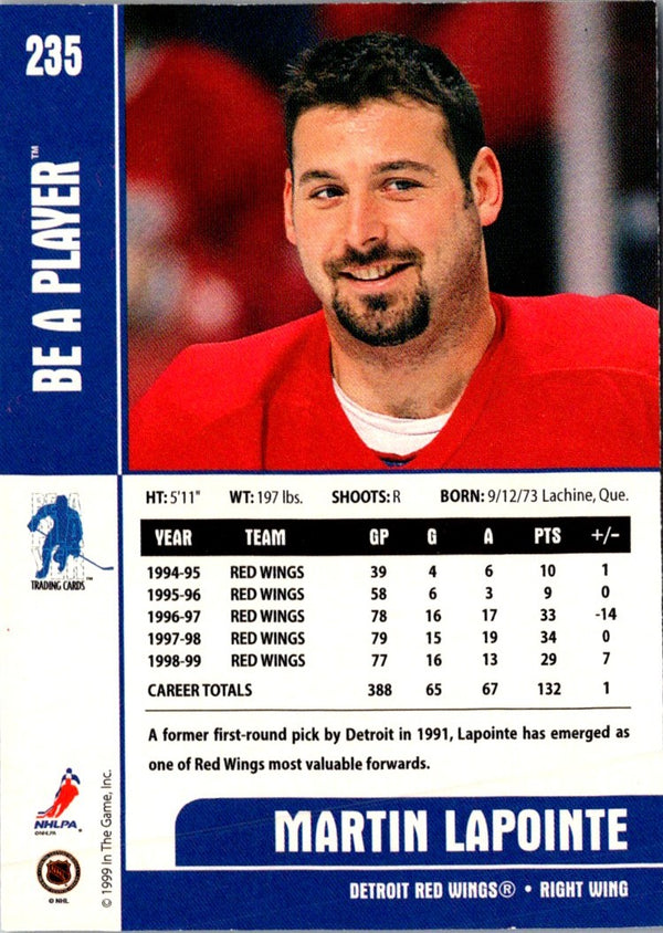 1998 Be a Player Martin Lapointe #198