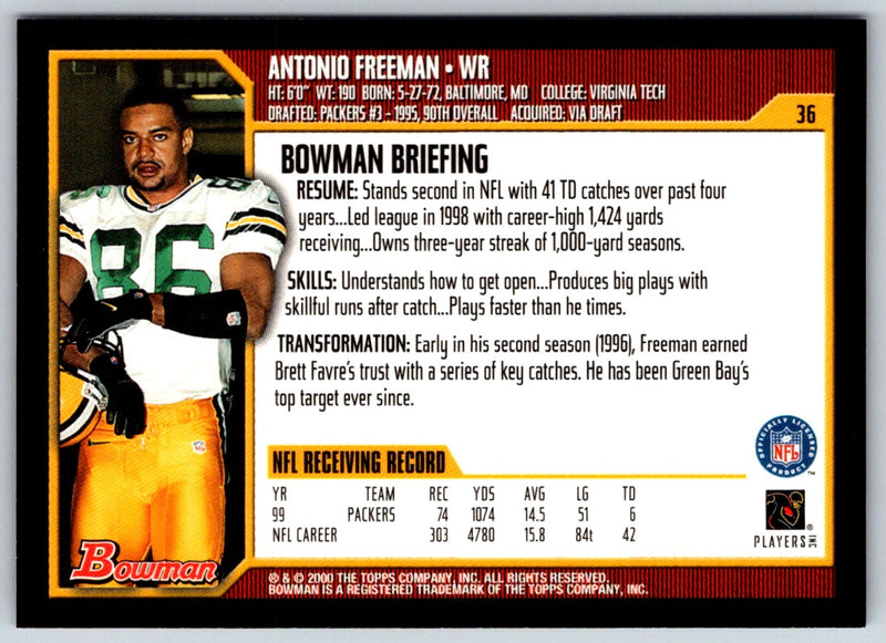 2000 Bowman Antonio Freeman
