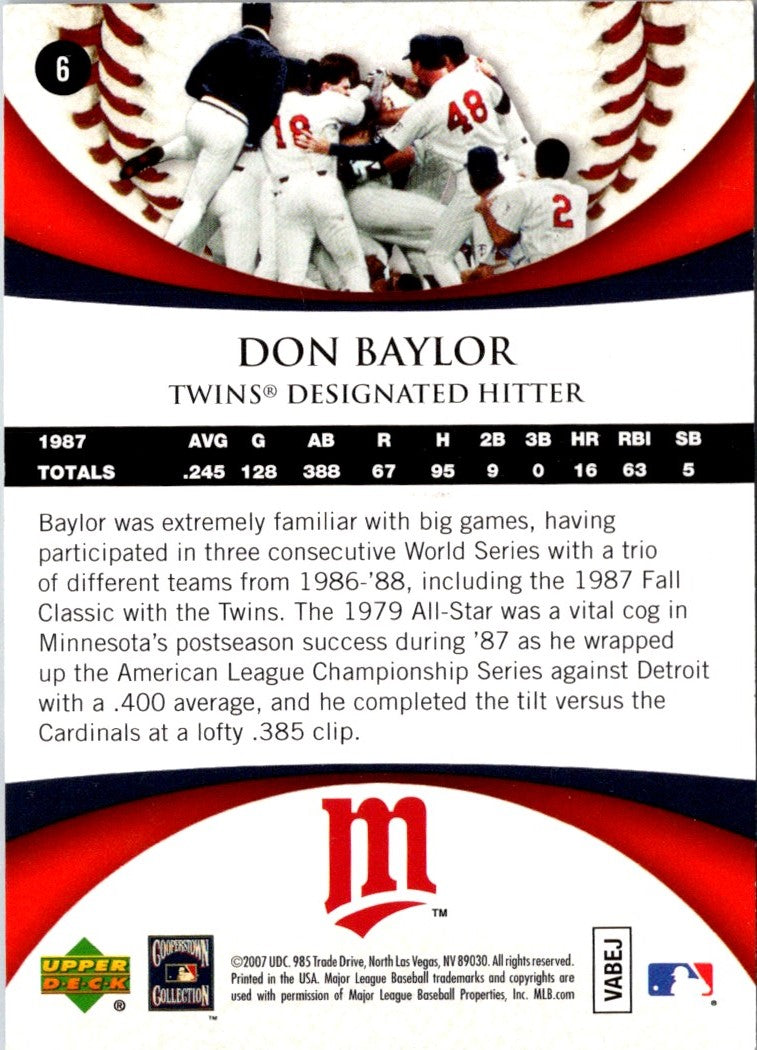 2007 Upper Deck 1987 World Series 20th Anniversary Don Baylor