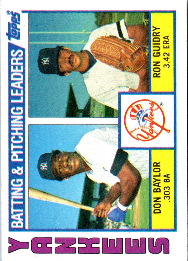 1984 Topps Yankees Batting & Pitching Leaders/Checklist #486