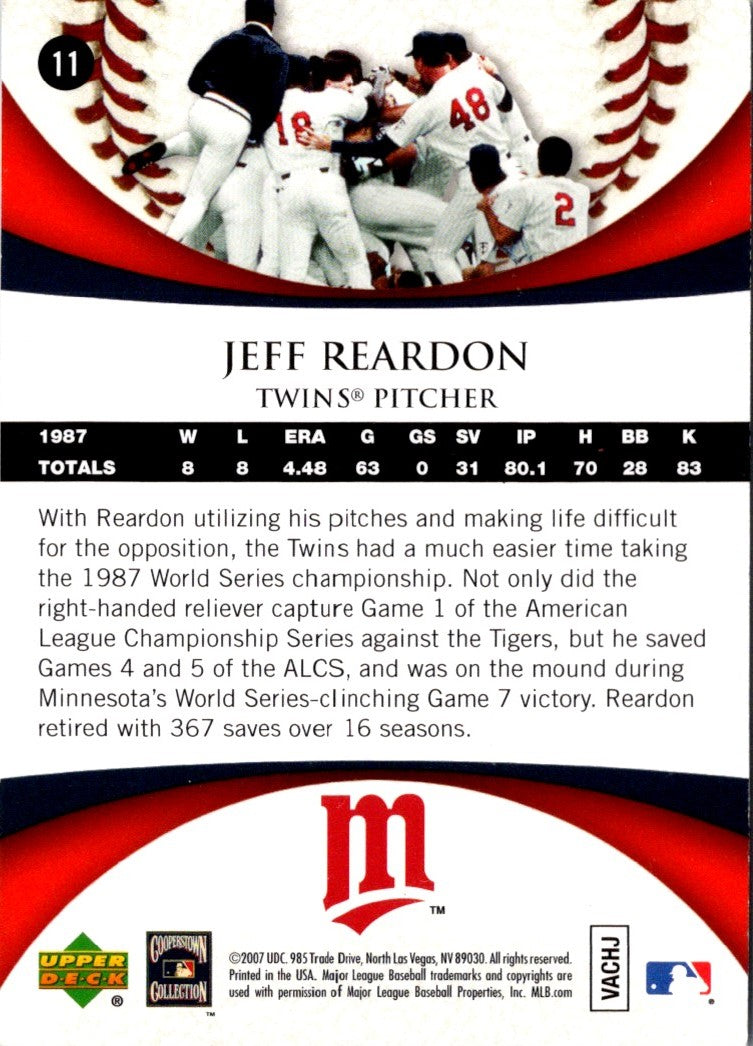 2007 Upper Deck 1987 World Series 20th Anniversary Jeff Reardon