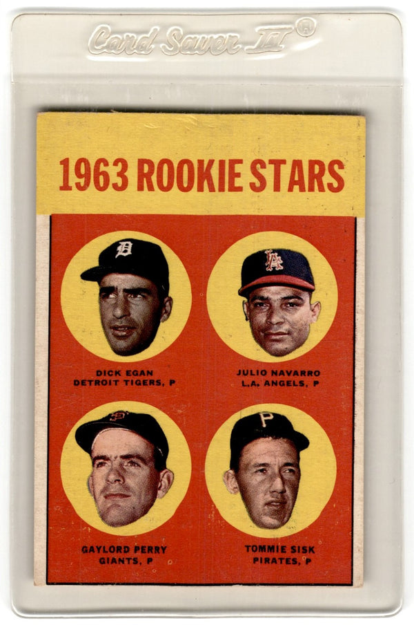 1963 Topps Dick Egan/Julio Navarro/Gaylord Perry/Tommy Sisk #169 Rookie VG-EX