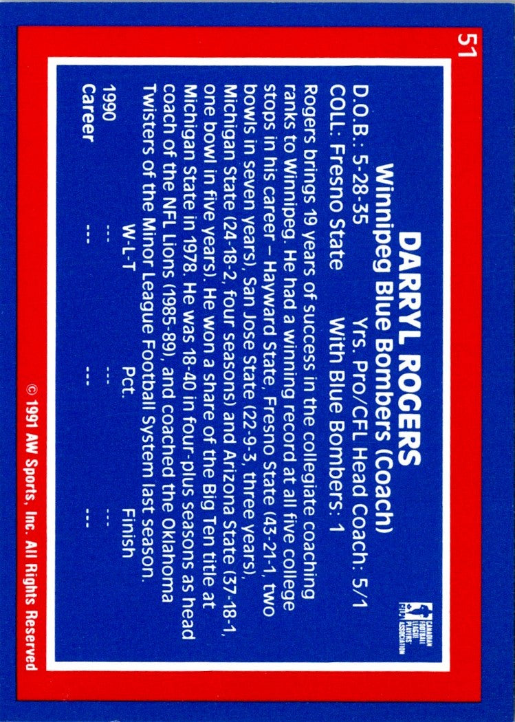 1991 All World CFL Darryl Rogers