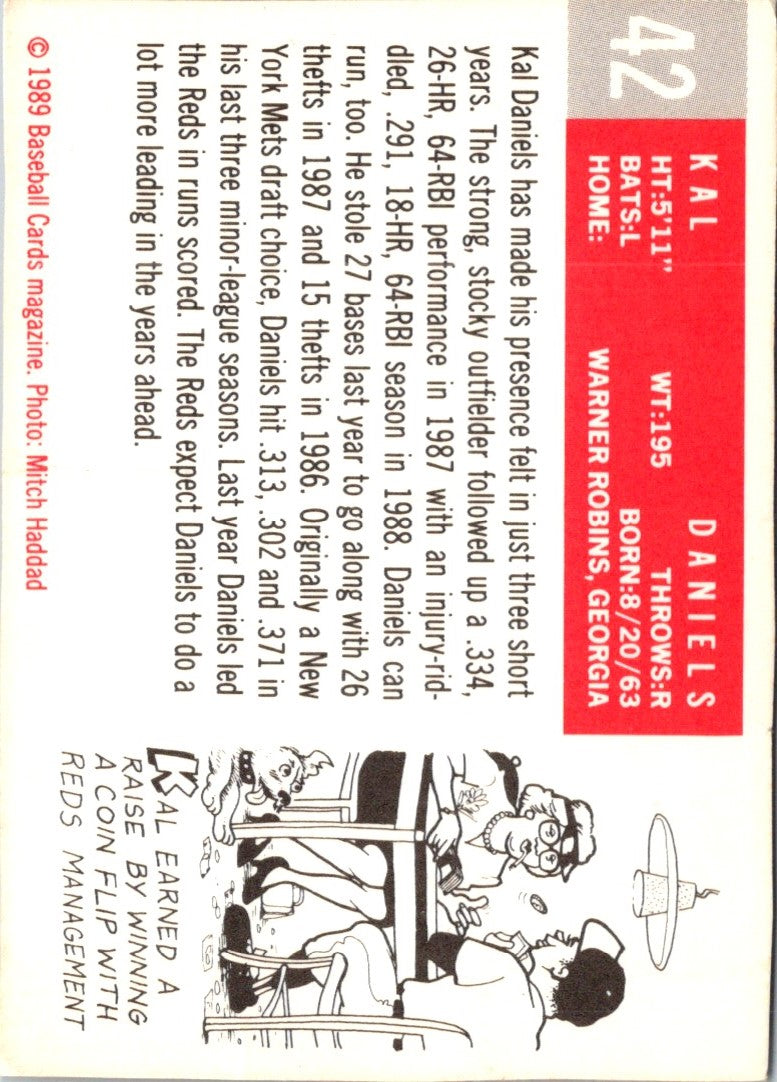 1989 Baseball Card Magazine '59 Topps Replicas Kal Daniels