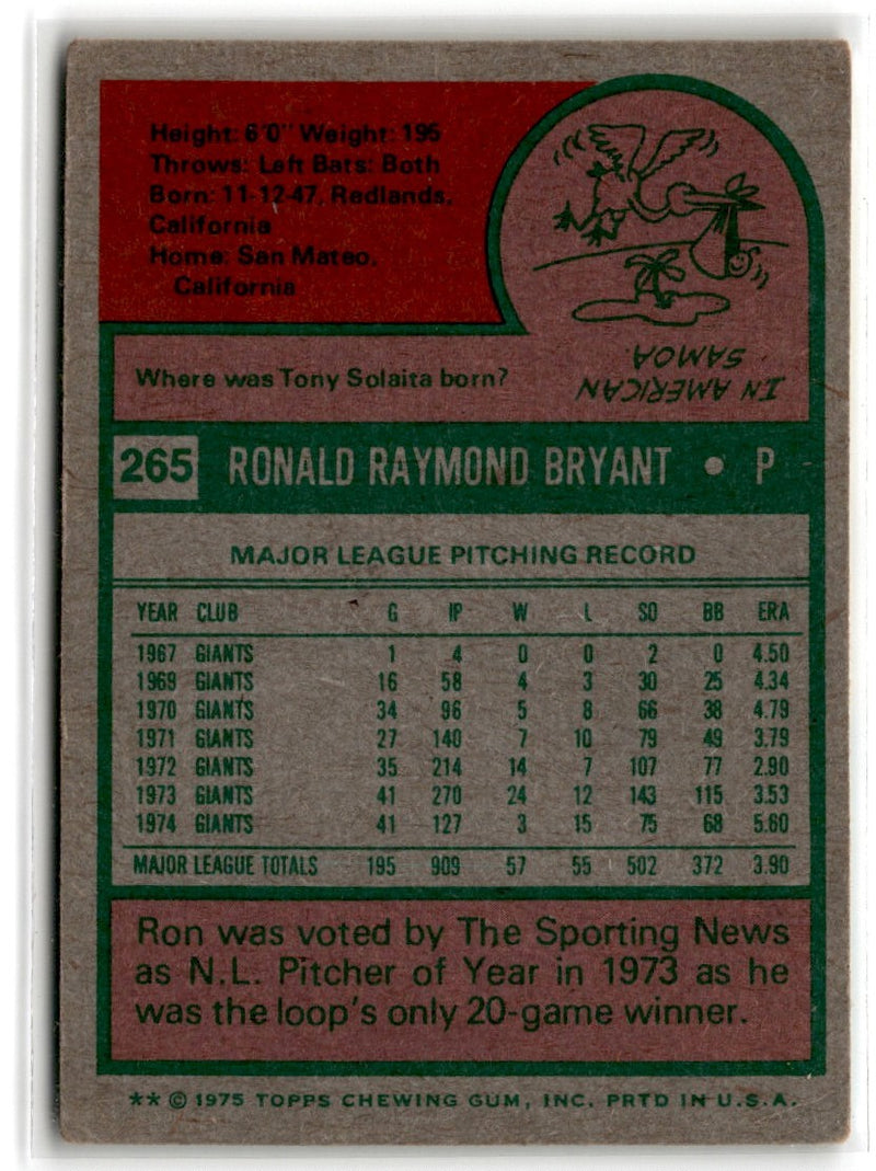 1975 Topps Ron Bryant