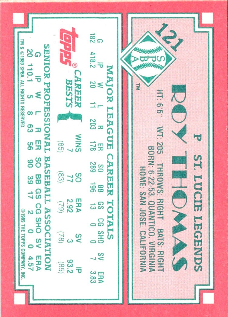 1989 Topps Senior League Roy Thomas