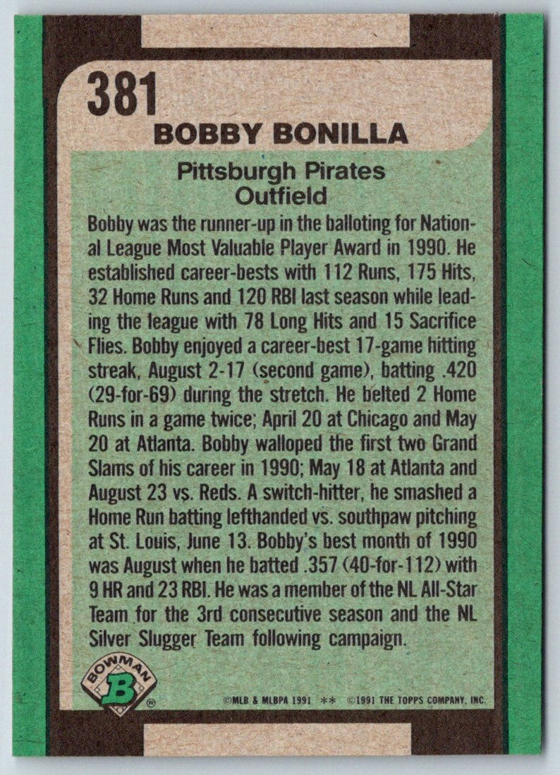 1991 Bowman Bobby Bonilla