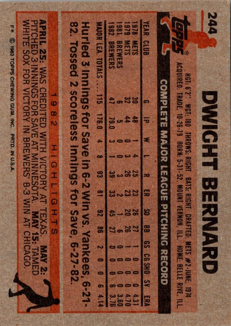 1983 Topps Dwight Bernard