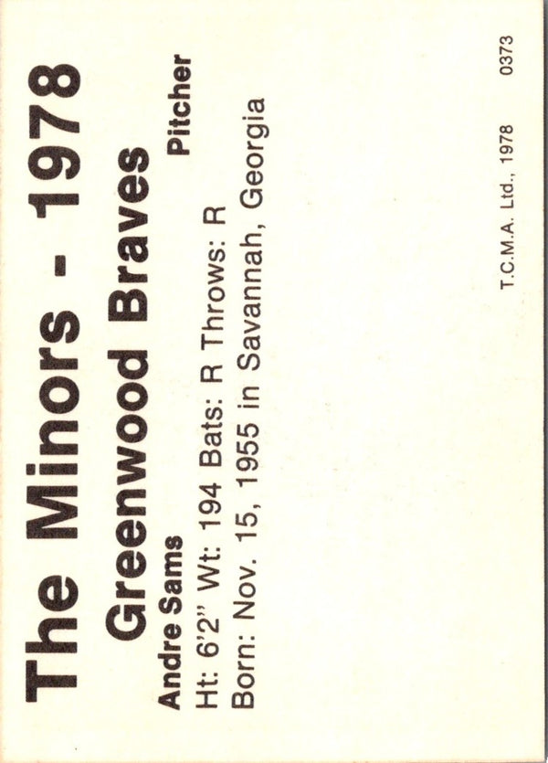 1978 TCMA Greenwood Braves Andre Sams #0373