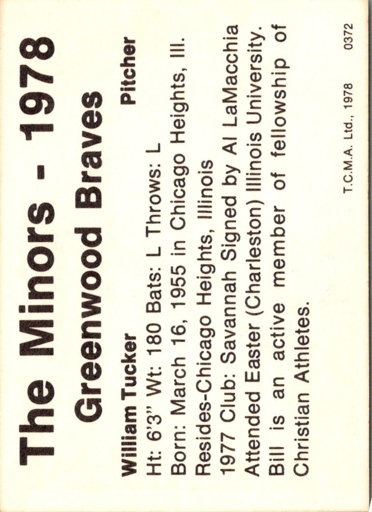1978 TCMA Greenwood Braves William Tucker