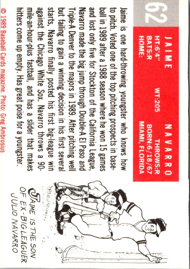 1989 Baseball Card Magazine '59 Topps Replicas Jaime Navarro