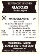 1983 TCMA Beaumont Golden Gators Mark Gillaspie