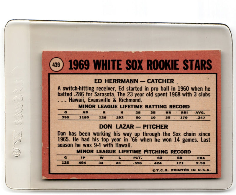 1969 Topps White Sox Rookies - Ed Herrmann/Dan Lazar