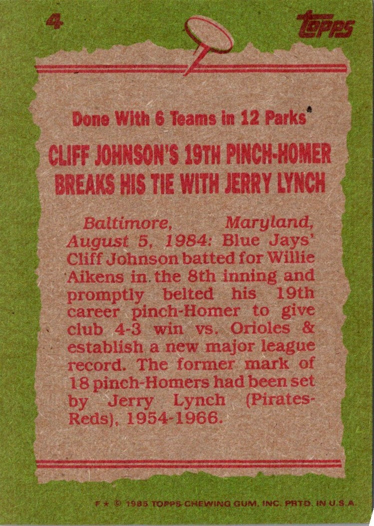 1985 Topps Cliff Johnson