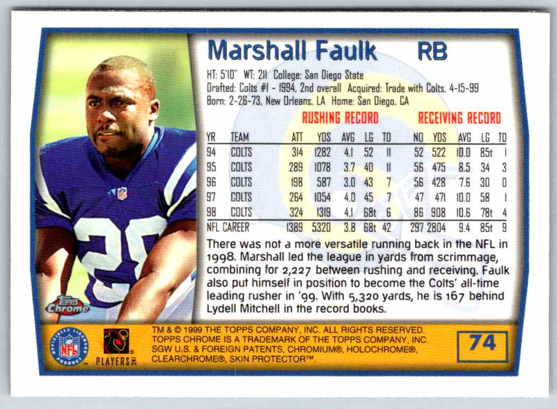 1999 Bowman BestFootball Marshall Faulk